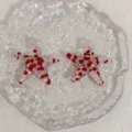 Colgante de estrella de mar de vidrio transparente con puntos rojos para joyería DIY. - Estrella de Mar Rosa