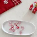 Christmas glass beads detail shot, red and white holiday pattern DIY jewelry accessories. - 12mm Gift Boxes