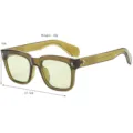Gafas de sol cuadradas de moda para mujer, montura de acetato ancha para viajes y estilo. - Verde Oliva