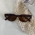 Vista detallada de gafas de sol carey ojo de gato de moda con diseño de montura pequeña retro. - Carey Té
