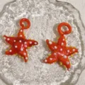 Lindo colgante de vidrio de estrella de mar con lunares 3D para accesorios de pulsera de pendientes DIY - Estrella de mar naranja