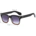 Modische quadratische Sonnenbrille für Damen, breite Bügel mit Farbverlauf und UV-Schutz. - Schwarz und Schildpatt-Verlauf