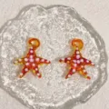 Glass starfish pendant variant in orange with white dots for DIY jewelry making earrings. - Starfish Transparent Orange