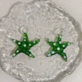 Green starfish glass pendant cute polka dot 3d charm for diy jewelry making bracelets earrings - Starfish Green