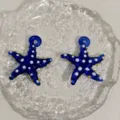 Blue glass starfish pendant diy bead earrings bracelet hair accessories jewelry material - Starfish Royal Blue