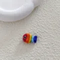 Colorful glass fish DIY charm, multi-color striped cute fish pendant for bracelet jewelry making. - Small Colorful Fish