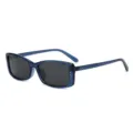 Damen Vintage quadratische Sonnenbrille mit transparentem blauem Rahmen und Nieten Details. - Sonnenbrille / Blauer Rahmen Graue Linsen
