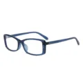 Blau transparente kleine quadratische Damen Brille im Vintage Stil mit Nieten. - Blauer Rahmen