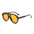 Black frame pilot sunglasses with orange lenses, trendy retro resin eyewear for men and women. - Black Frame Yellow Lens