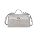 Silver Rhinestone Box Bag Sparkling Evening Crossbody Purse with Top Handle & Strap - Silver