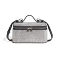 Bling rhinestone vanity crossbody bag sparkling evening shoulder bag with top handle. - Black