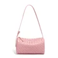 Rosa gewebte Leder Umhaengetasche stilvolle zylindrische Handtasche laessige Tasche Damen - Lotusrosa