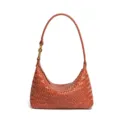 Brown Woven Leather Hobo Bag Handcrafted Underarm Shoulder Bag Vintage Crescent Bag - Amber Brown