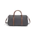 Sac Boston classique en nylon gris foncé avec garniture en cuir marron, sac bandoulière pratique. - Gris Premium (D2846#)