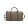 Klassische Nylon Boston Handtasche mit braunen Griffen, stilvolle Umhaengetasche fuer Damen. - Olivgrün (D2846#)