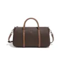 Sac bandoulière Boston en nylon marron avec poignées contrastées et sangle pratique. - Chocolat (D2846#)