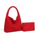Rote gewebte Schultertasche und passende Tasche Set, lässige große Kapazität Alltag Handtasche - China Rot