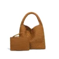 Braune geflochtene Umhängetasche mit kleiner Tasche, große lässige Beuteltasche für Damen. - Zweiteiliger Taschenstil (B1681#) / Braun