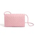 Roze geweven leren crossbody tas, stijlvolle dames schoudertas met flap voor dagelijks gebruik. - Lotus Roze