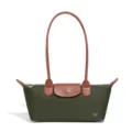 Νάιλον Γυναικεία Τσάντα Ώμου Μικρή Tote Bag Casual Baguette Τσάντα με Δερμάτινο Καπάκι - Καφέ Πράσινο των Βρύων