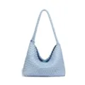 Bolso de hombro de cuero trenzado azul claro, elegante hobo para mujeres uso diario. - Azul Aviación
