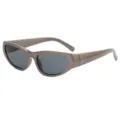 Y2K futuristic sunglasses for men and women, chunky cyberpunk sports eyewear style. - Gunmetal Frame Grey Lens