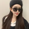 Gafas de sol oversize de moda para mujer y hombre, lentes oscuras con barra superior dorada. - Montura Negra Lente Gris