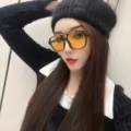 Gafas de sol oversize de moda para mujer y hombre, protección UV400 en tendencia. - Montura Negra Lentes Amarillas