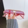 Gafas de sol de gran tamaño degradadas en rosa con puente de metálico para mujer y hombre. - Montura Rosa Lentes Rosa Púrpura