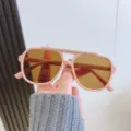 Lunettes de soleil aviateur monture rose verres marron, style tendance pour femmes et hommes. - Monture Rose Verres Bruns