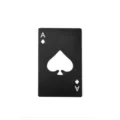 Stainless steel ace of spades credit card bottle opener detail view, compact metal beer opener. - Black