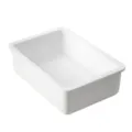 White storage box detail view, simple rectangular design, clean finish for home organization. - Uncompartmented Underwear Box