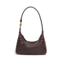 Braune geflochtene Leder Hobo Schultertasche weiche Beuteltasche Damen Frühling Sommer - Schokoladenbraun