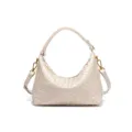 Chicke gewebte Umhängetasche für Damen, PU Leder Designer Handtasche mit Kette und Metall. - Gebrochenes Weiß