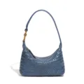 Blau geflochtene Leder Hobo Schultertasche, weiche Halbmond Handtasche Fruehling. - Viktoria Blau