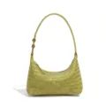 Handmade woven leather hobo shoulder bag, stylish green crescent dumpling purse for women. - Lemon Yellow