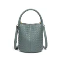 Klassische geflochtene Beutele Tasche für Damen, elegante Handtasche und Umhängetasche gross. - Dunstblau
