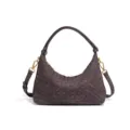 Gewebte Wildleder Hobo Schultertasche für Damen, retro Freizeittasche Umhängetasche. - Schokoladenbraun