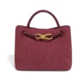 Burgundy woven leather handbag, stylish tote bag with metal knot, chic daily shoulder bag. - Y1747# Wine Red