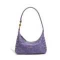 Purple woven leather hobo shoulder bag with metal knot detail for women fashion everyday use - Lavender