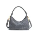 Graue gewebte Hobo Schultertasche Retro Wildleder Dumpling Umhängetasche stylisch - Warmgrau