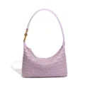 Woven leather hobo shoulder bag for women, stylish purple crescent underarm bag with metal knot. - Fog Purple