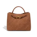 Brown suede woven tote bag with top handle and gold tone hardware closure for daily commute. - Woven Style (Y1783#) / Brown
