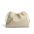 Beige geflochtene Leder Umhängetasche minimalistische Wolke Crossbody Tasche für Damen Pendeln. - Sand (B2019#)