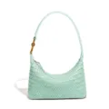Mint green woven hobo shoulder bag with stylish metal knot accent for women spring fashion. - Mint Green