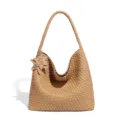 Champagnergold gewebte Hobo Schultertasche mit Sternanhänger große Kapazität Tasche - Aprikose