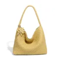 Gewebte Schultertasche Unterarmtasche Champagner Gold Stern Anhänger Große Kapazität - Zitronengelb