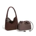 Braune Kunstwildleder geflochtene Umhängetasche Set mit Beutel, retro Pendler Stil. - Schulter-Unterarmtasche (Y2172#) / Schokoladenbraun