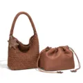 Braune gewebte Umhängetasche mit Beutel Retro lässige Handtasche elegante Damentasche - Schulter-Unterarmtasche (Y2172#) / Kastanienbraun