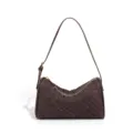 Braune geflochtene Umhängetasche für Damen, Retro Kissen Tasche mit Reißverschluss und Riemen. - Gewebte Kissen Zylindertasche (Y2862) / Schokoladenbraun